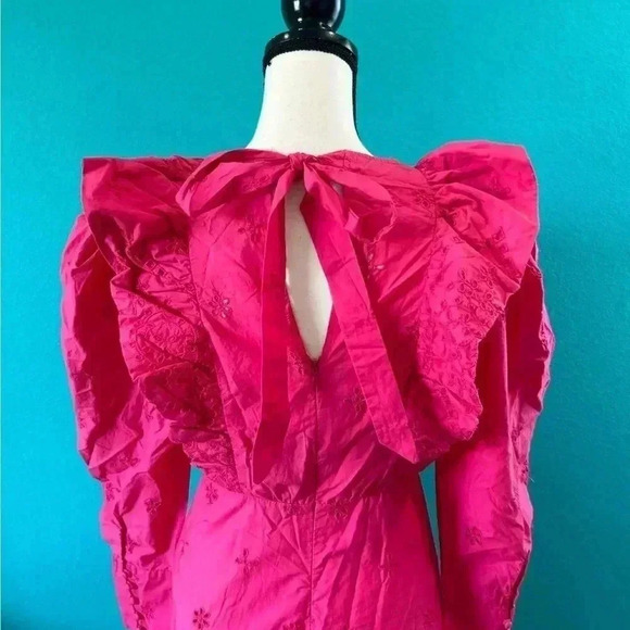 New with tags zara Pink Eyelet Embroidered maxi Dress in size small - Picture 4 of 12